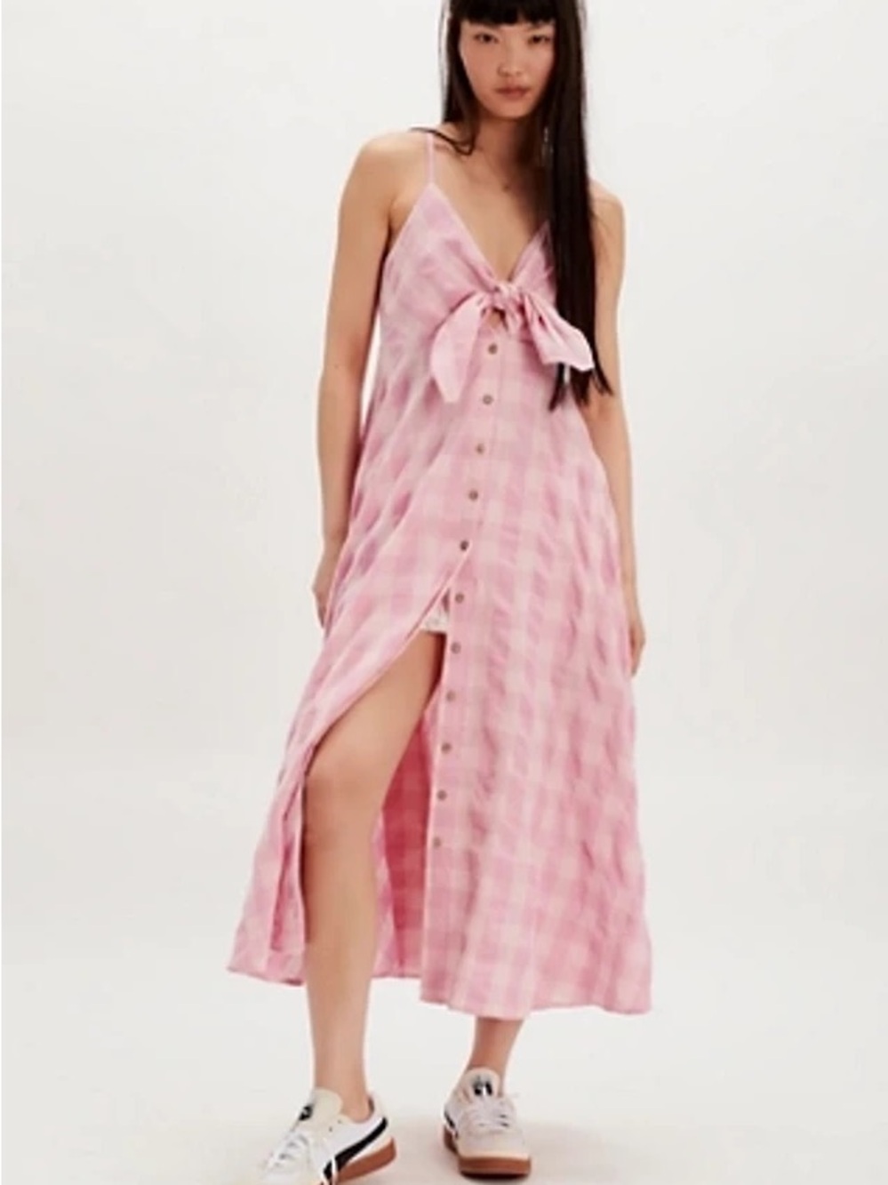 Free People Everly Midi Dress | Blush Pink Gingham